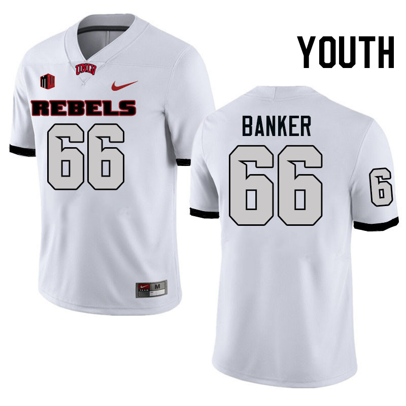 Youth #66 Carver Banker UNLV Rebels College Football Jerseys Stitched-White